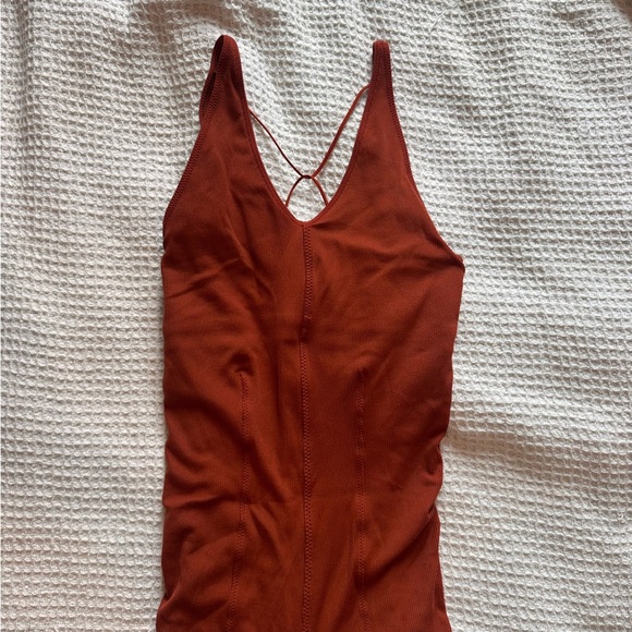 Nike Yoga Lux Jumpsuit Jumper Layered 7/8 Training Size XS rust orange red - Picture 11 of 13